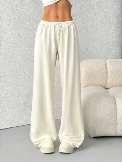 Dames Sweatpants Wide Leg met Elastische Taille en Trekkoord