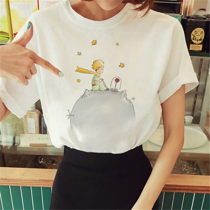 Dames T-shirt met De Kleine Prins Print Wit
