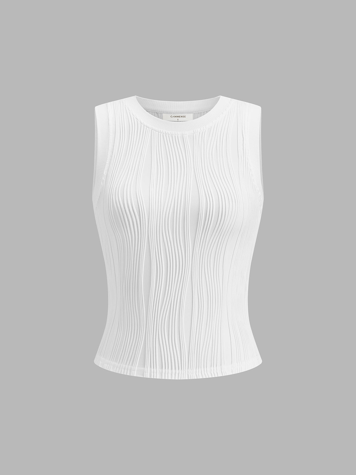 Dames Tank Top Mouwloos met Ronde Hals en Golvende Textuur Slim Fit