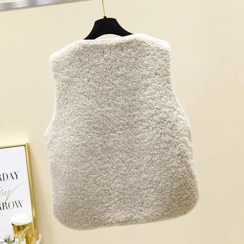 Dames Teddy Gilet met Zakken en Losse Pasvorm