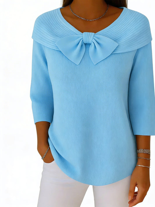 Dames Top met Strik Driekwart Mouw en Boothals