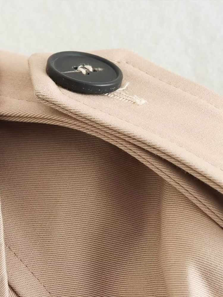 Dames Trenchcoat Kort Double-breasted met Riem en Kraag