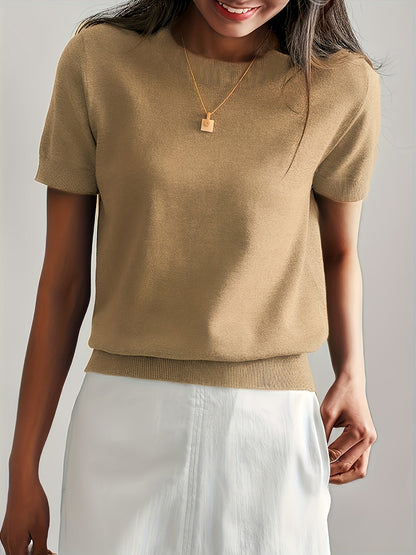 Dames Trui Gebreid Korte Mouw met Ronde Hals