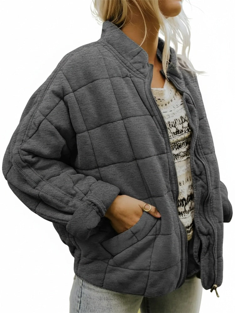 Dames Tussenjas Gewatteerd met Ritssluiting en Staande Kraag