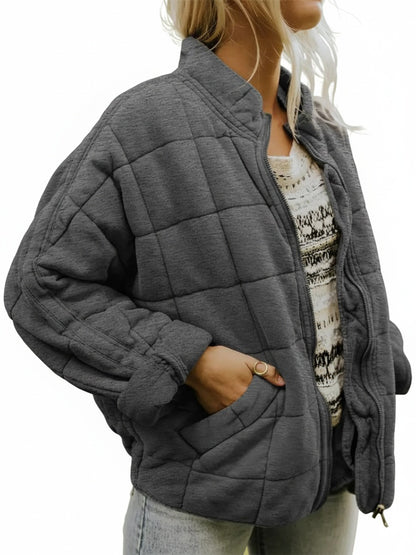 Dames Tussenjas Gewatteerd met Ritssluiting en Staande Kraag