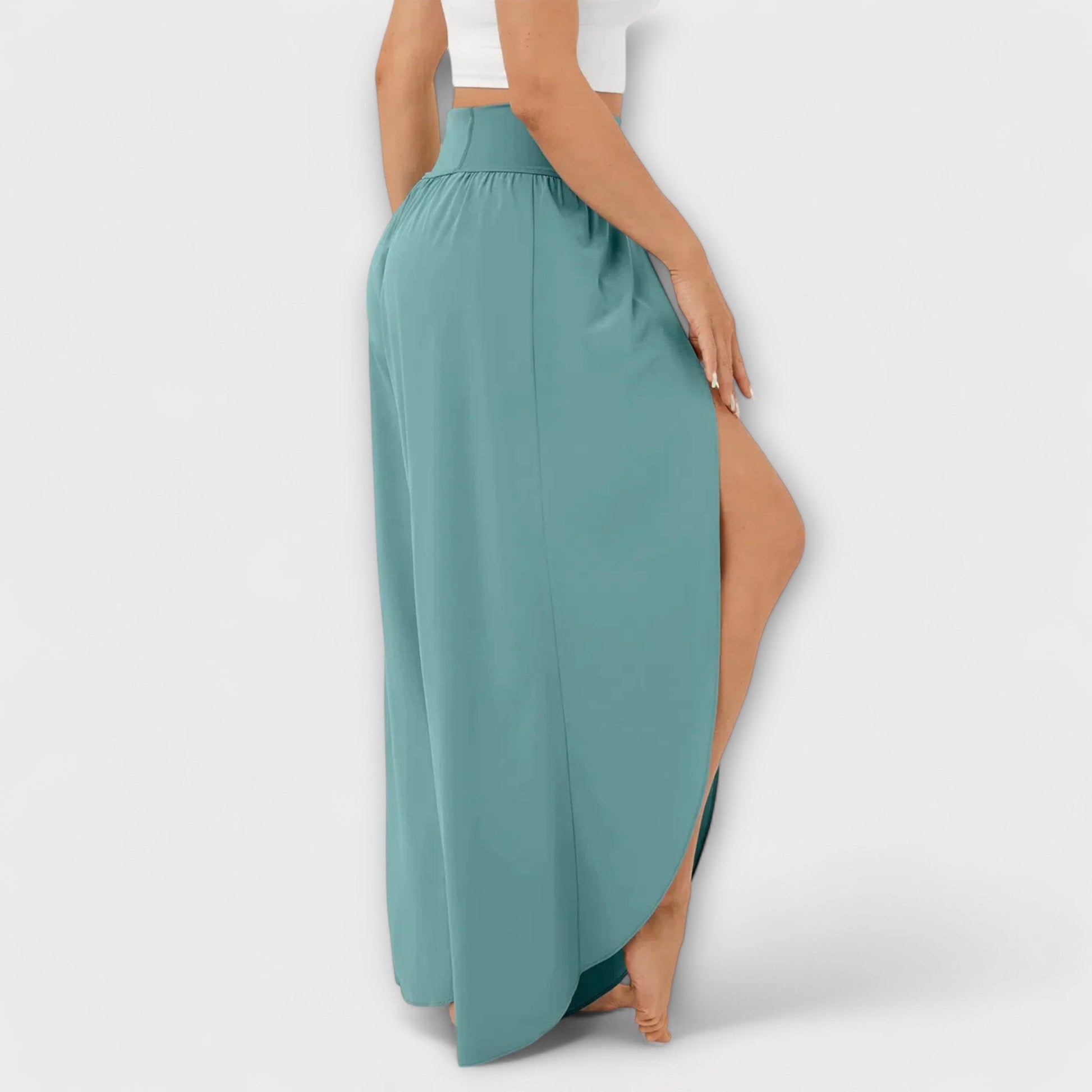 Dames Wijde Broek met Hoge Taille en Zijsplit
