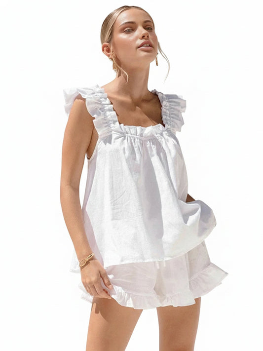 Dames Zomerset Mouwloze Top met Volants en Short
