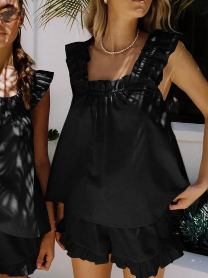Dames Zomerset Mouwloze Top met Volants en Short