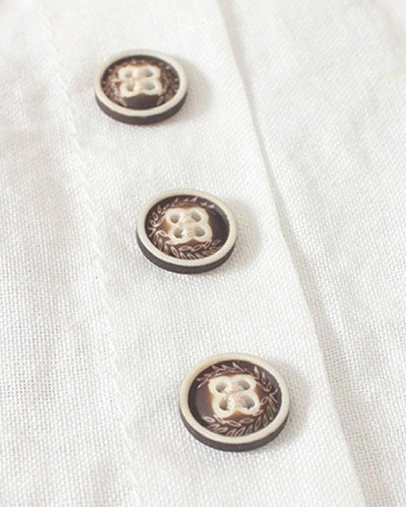 Dames Top met Knoopdetails en Korte Mouwen