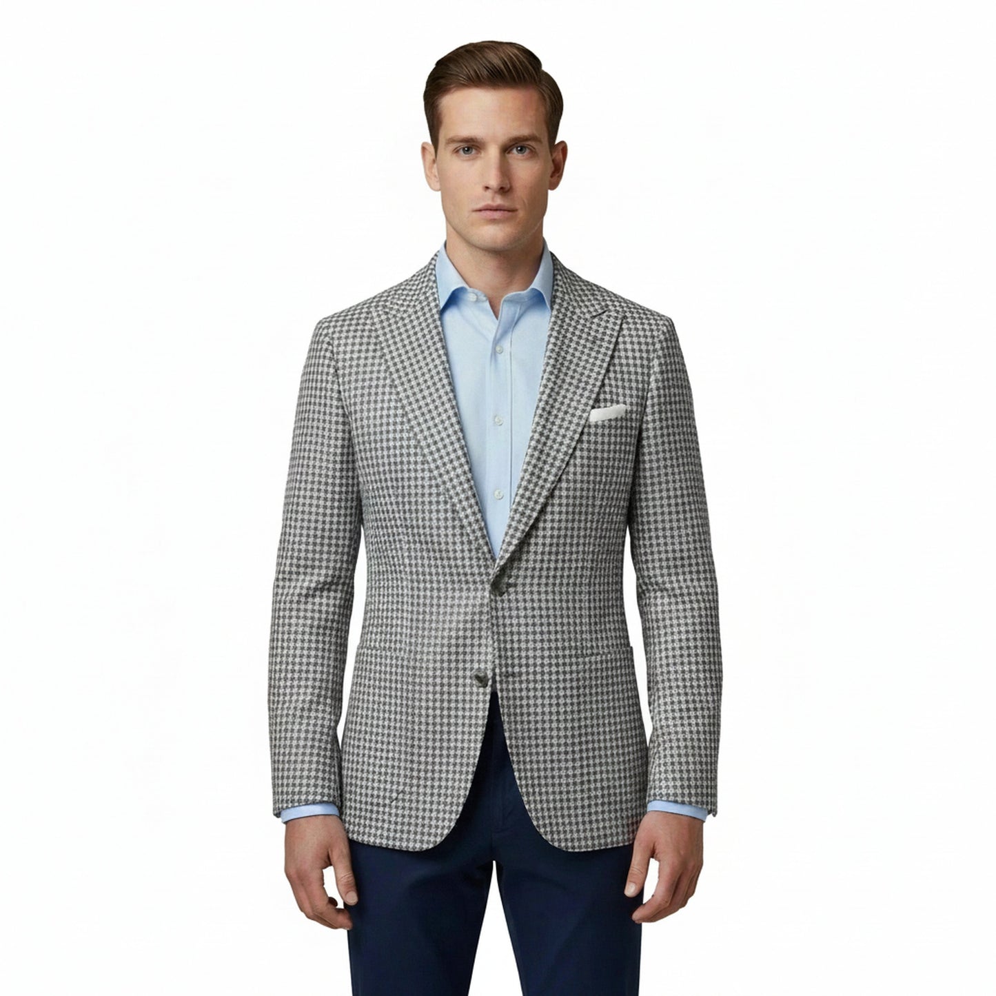 Heren Blazer met Pied-de-Poule Patroon en Slim Fit Revers