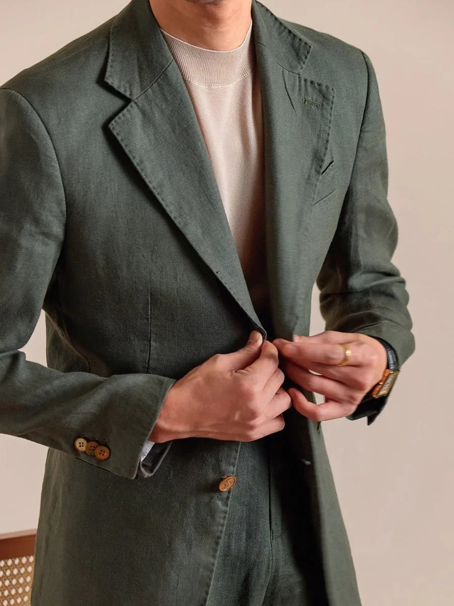 Heren Blazer met Revers en Knoopsluiting Slim Fit