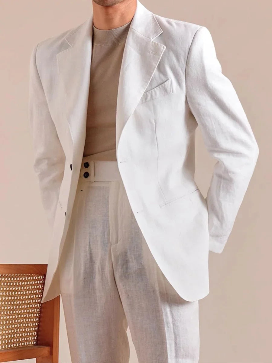 Heren Blazer met Revers en Knoopsluiting Slim Fit