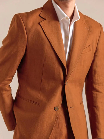Heren Blazer met Revers en Knoopsluiting Slim Fit Oranje