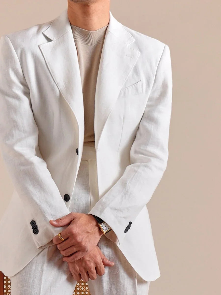 Heren Blazer met Revers en Knoopsluiting Slim Fit