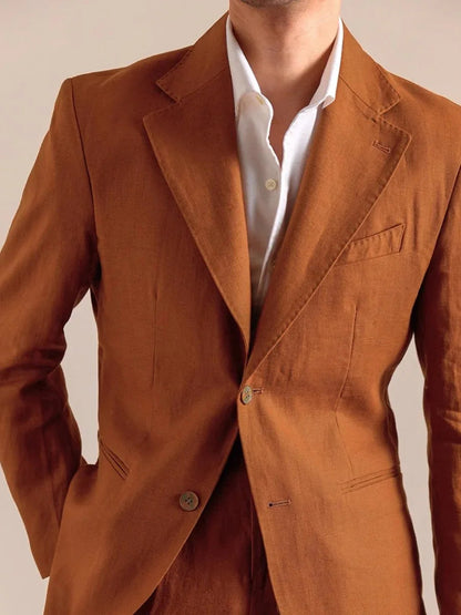 Heren Blazer met Revers en Knoopsluiting Slim Fit