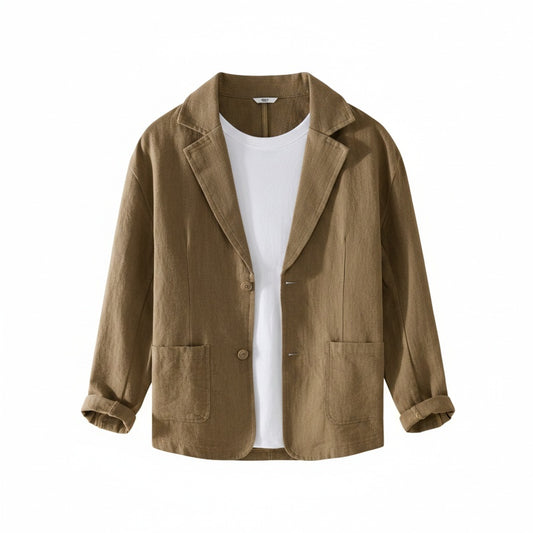 Heren Blazer met Revers Kraag en Knoopsluiting Regular Fit