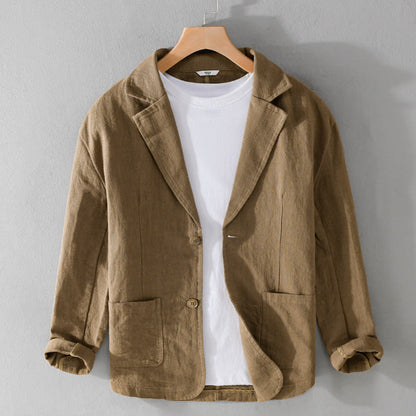 Heren Blazer met Revers Kraag en Knoopsluiting Regular Fit Bruin