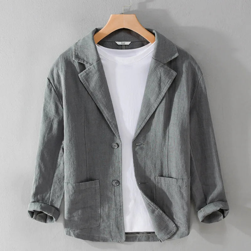 Heren Blazer met Revers Kraag en Knoopsluiting Regular Fit Donkergrijs