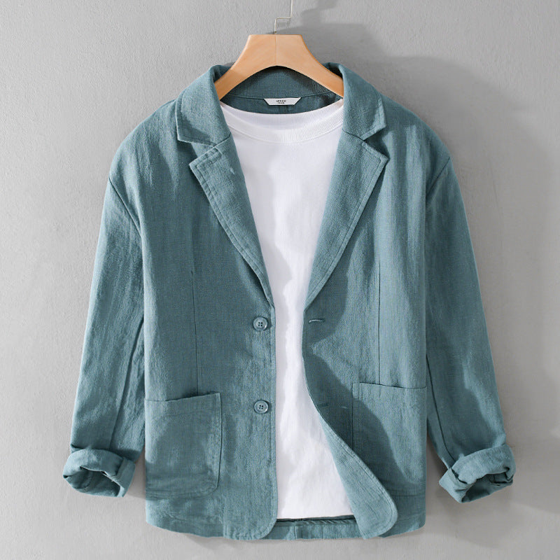 Heren Blazer met Revers Kraag en Knoopsluiting Regular Fit Azuurblauw