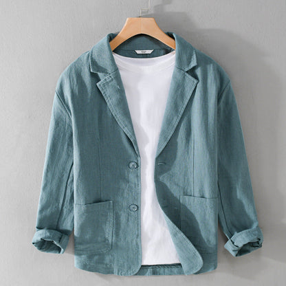 Heren Blazer met Revers Kraag en Knoopsluiting Regular Fit Azuurblauw
