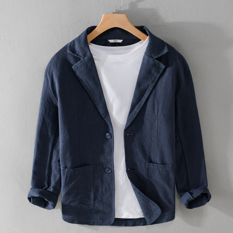 Heren Blazer met Revers Kraag en Knoopsluiting Regular Fit Donkerblauw