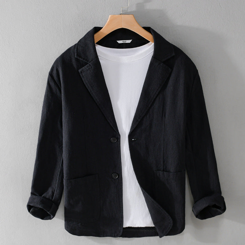 Heren Blazer met Revers Kraag en Knoopsluiting Regular Fit Zwart
