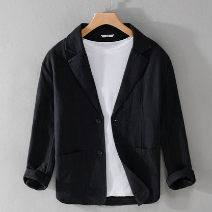 Heren Blazer met Revers Kraag en Knoopsluiting Regular Fit Zwart
