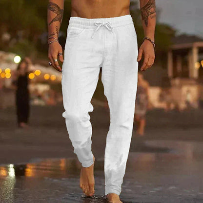 Heren Broek met Elastische Taille en Trekkoord Wit