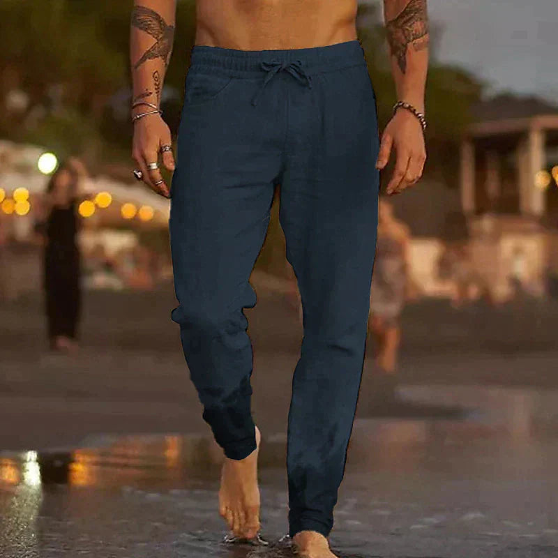 Heren Broek met Elastische Taille en Trekkoord Donkerblauw