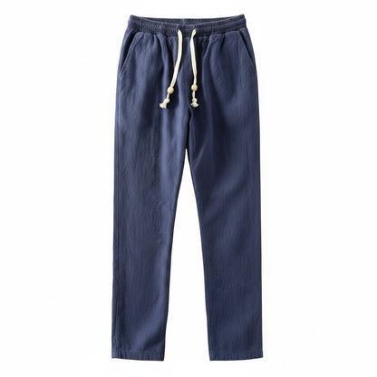 Heren Broek met Elastische Taille en Trekkoord Rechte Pijp