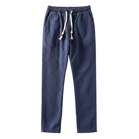 Heren Broek met Elastische Taille en Trekkoord Rechte Pijp