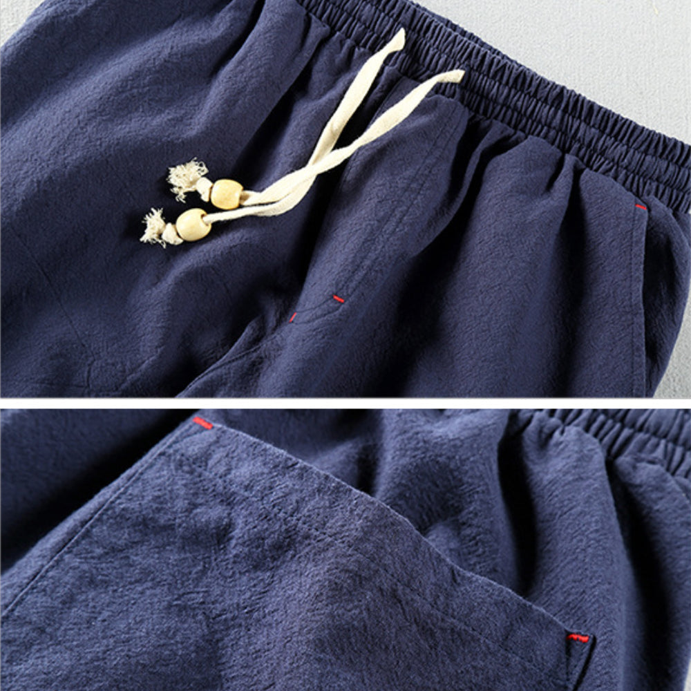 Heren Broek met Elastische Taille en Trekkoord Rechte Pijp