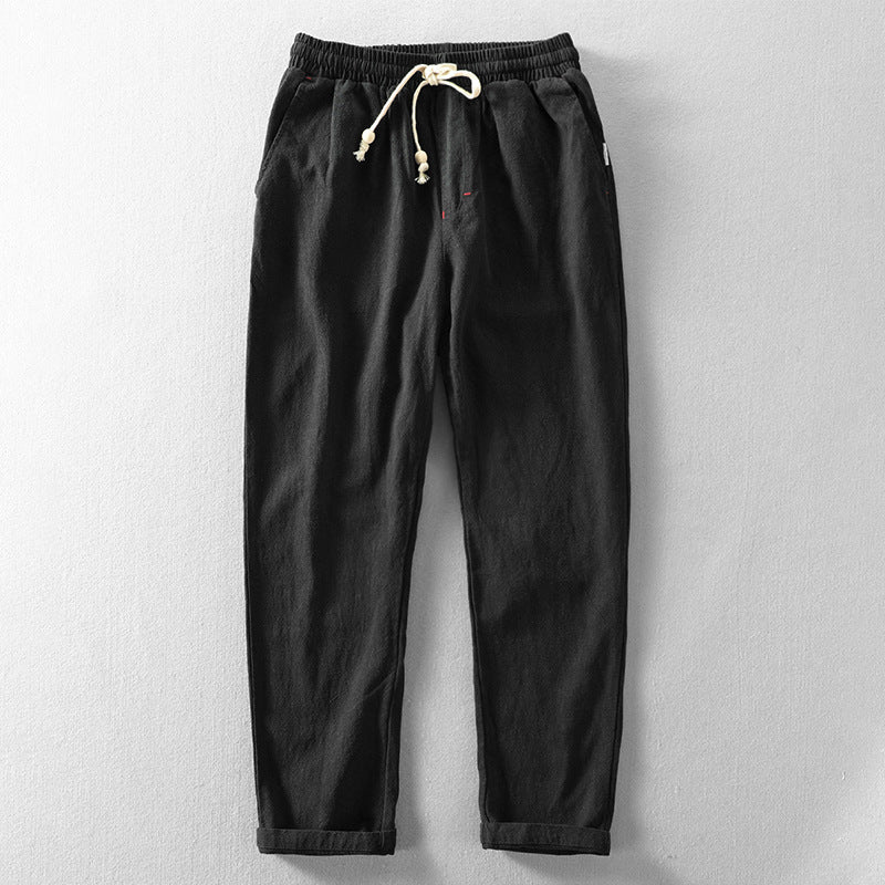 Heren Broek met Elastische Taille en Trekkoord Rechte Pijp
