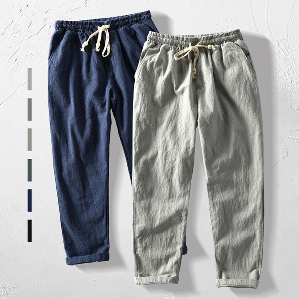Heren Broek met Elastische Taille en Trekkoord Rechte Pijp
