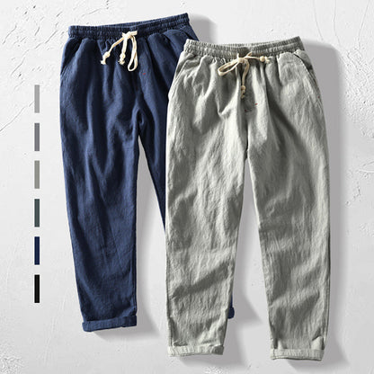 Heren Broek met Elastische Taille en Trekkoord Rechte Pijp