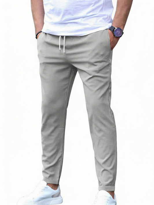 Heren Broek met Elastische Taille en Trekkoord Slim Fit