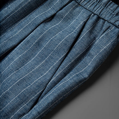 Heren Broek met Verticale Strepen, Elastische Taille en Trekkoord