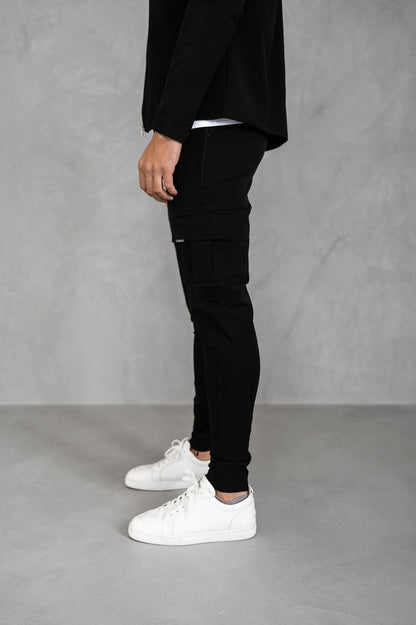 Heren Cargo Broek Slim Fit met Zijzakken en Elastische Taille