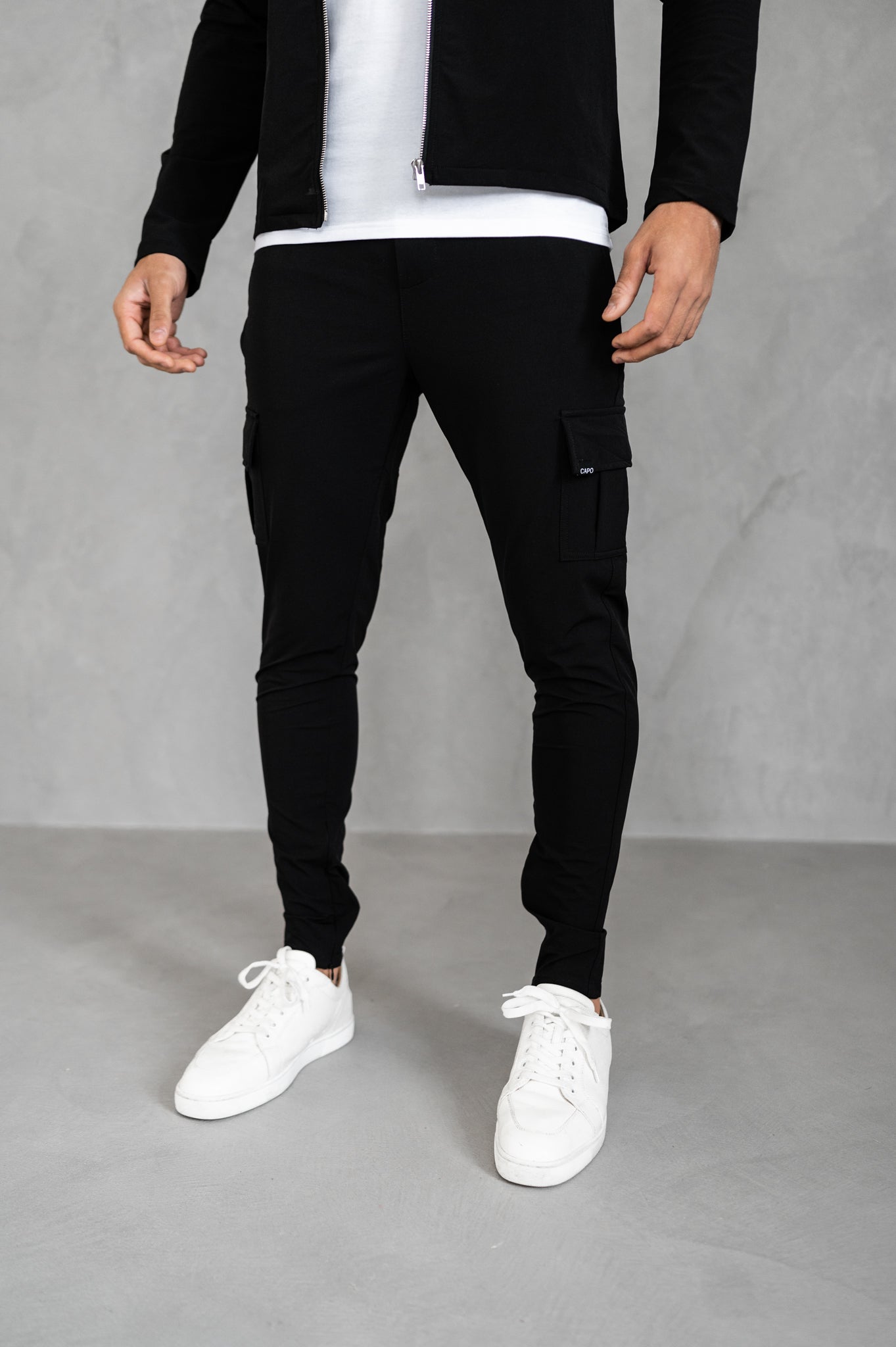 Heren Cargo Broek Slim Fit met Zijzakken en Elastische Taille