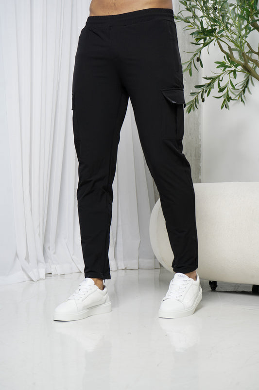 Heren Cargo Broek Slim Fit met Zijzakken en Elastische Taille
