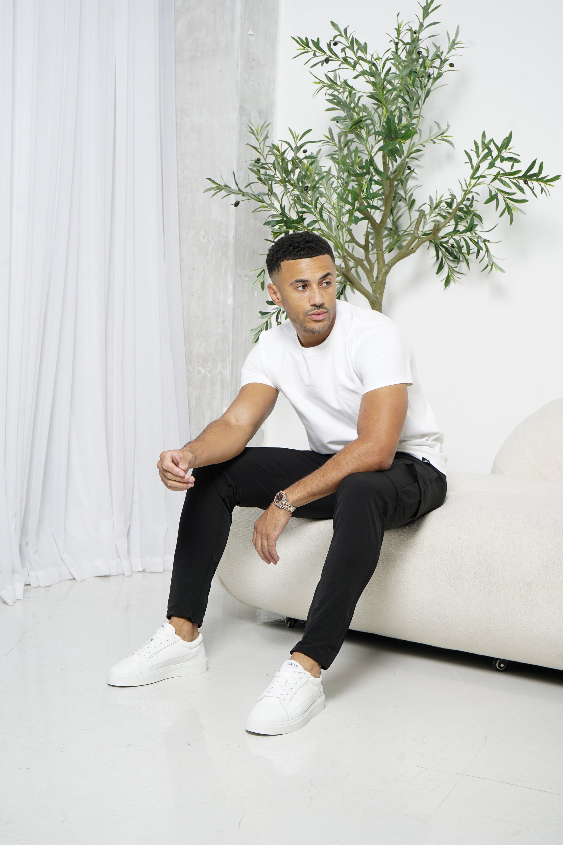 Heren Cargo Broek Slim Fit met Zijzakken en Elastische Taille