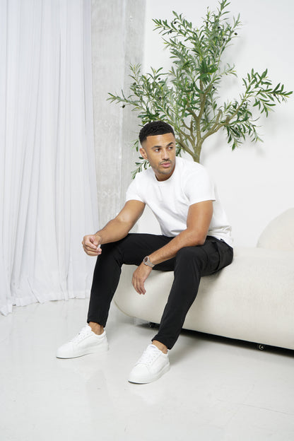 Heren Cargo Broek Slim Fit met Zijzakken en Elastische Taille
