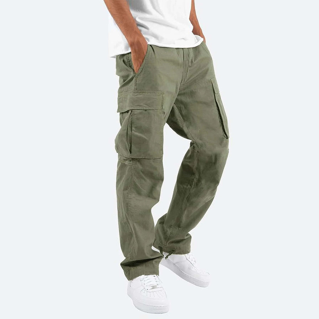 Heren Cargobroek met Elastische Taille en Trekkoord Groen