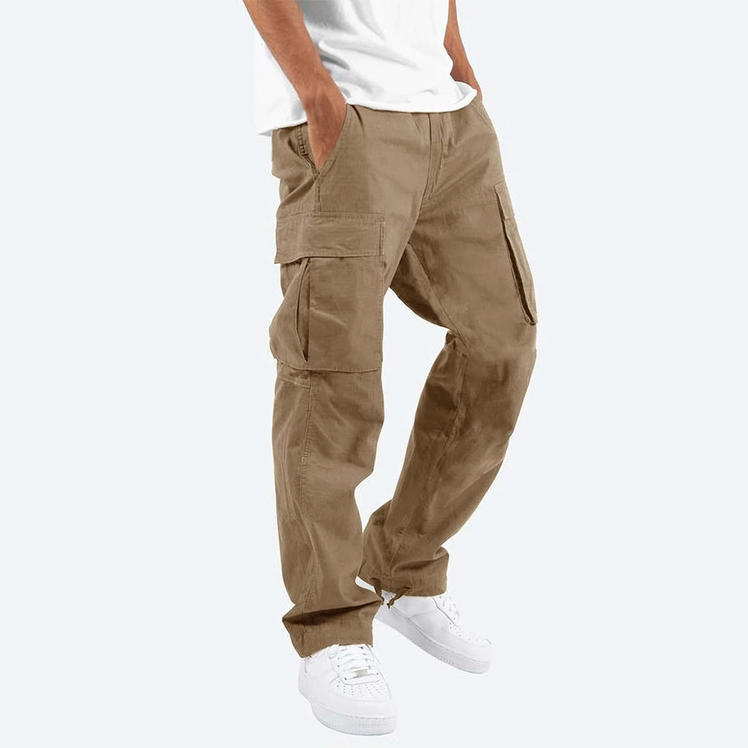 Heren Cargobroek met Elastische Taille en Trekkoord Khaki