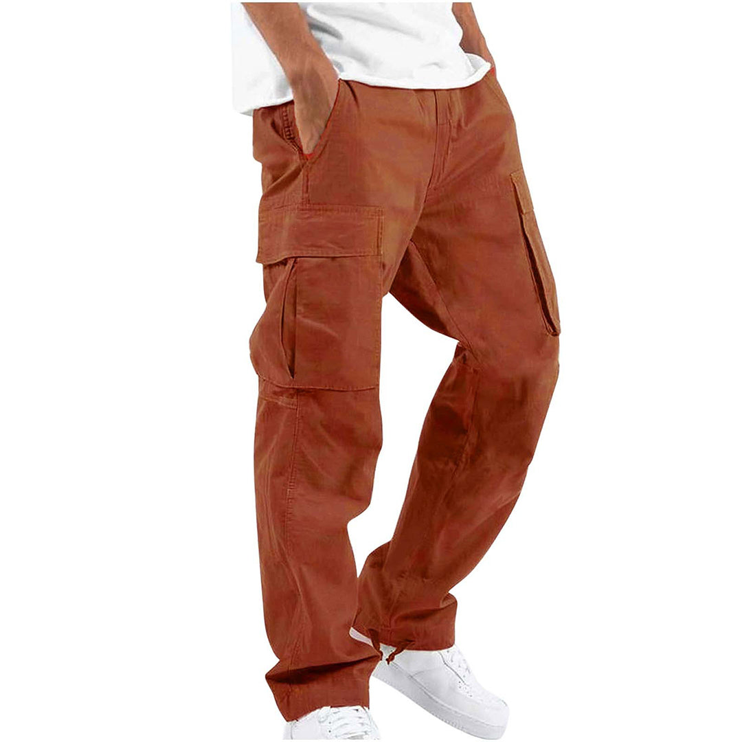 Heren Cargobroek met Elastische Taille en Trekkoord Oranje