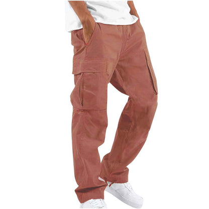 Heren Cargobroek met Elastische Taille en Trekkoord Rood