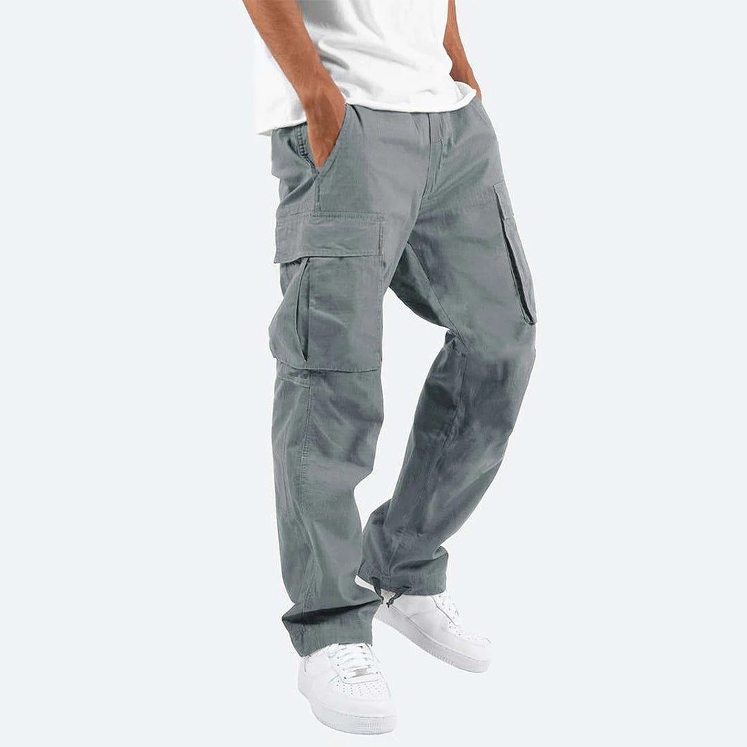 Heren Cargobroek met Elastische Taille en Trekkoord Grijs