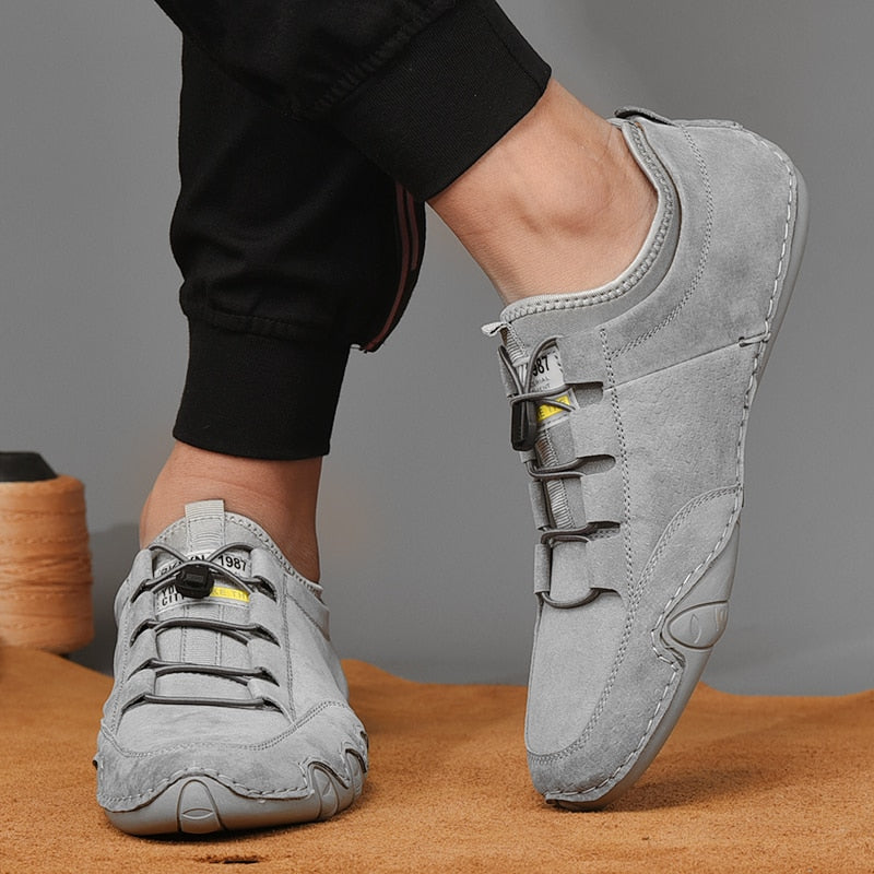 Heren Casual Loafers met Elastisch Vetersysteem Grijs