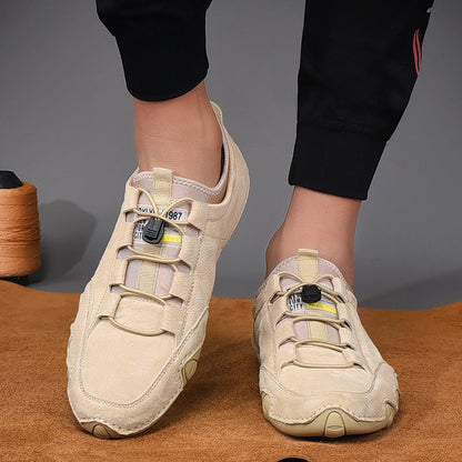 Heren Casual Loafers met Elastisch Vetersysteem Beige