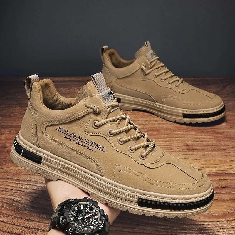 Heren Casual Sneakers met Chunky Zool en Contrastdetails Beige